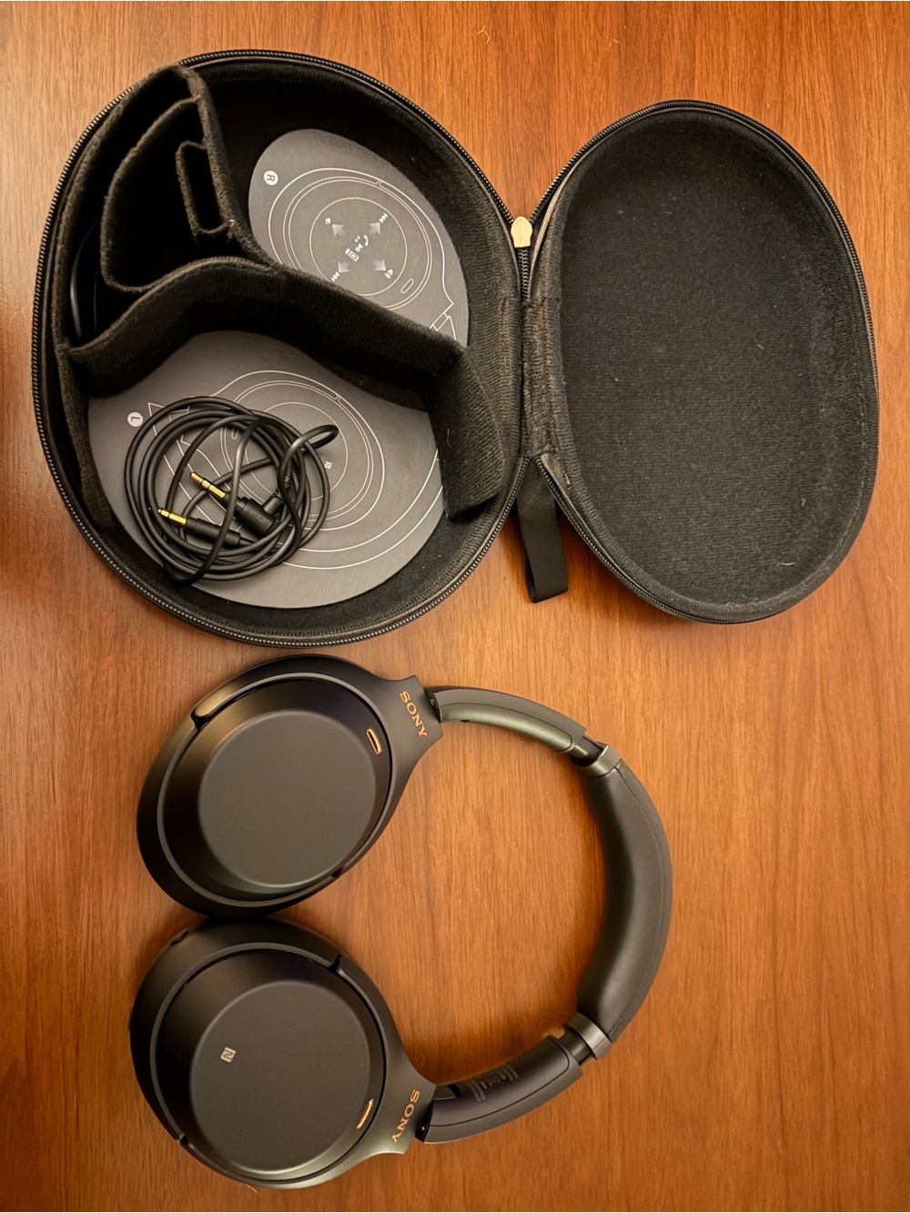 Sony Matte Black Over-Ear Wireless Headphones with Carry Case